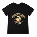 Women's Spooky Teacher Graphic T-Shirt on a black T-shirt.
