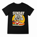 Women's Sunday Run Club Graphic T-Shirt on a black T-shirt.