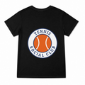 Women's Tennis Social Club Graphic T-Shirt on a black T-shirt.