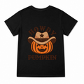 Women's Western Halloween Pumpkin Graphic T-Shirt on a black T-shirt.