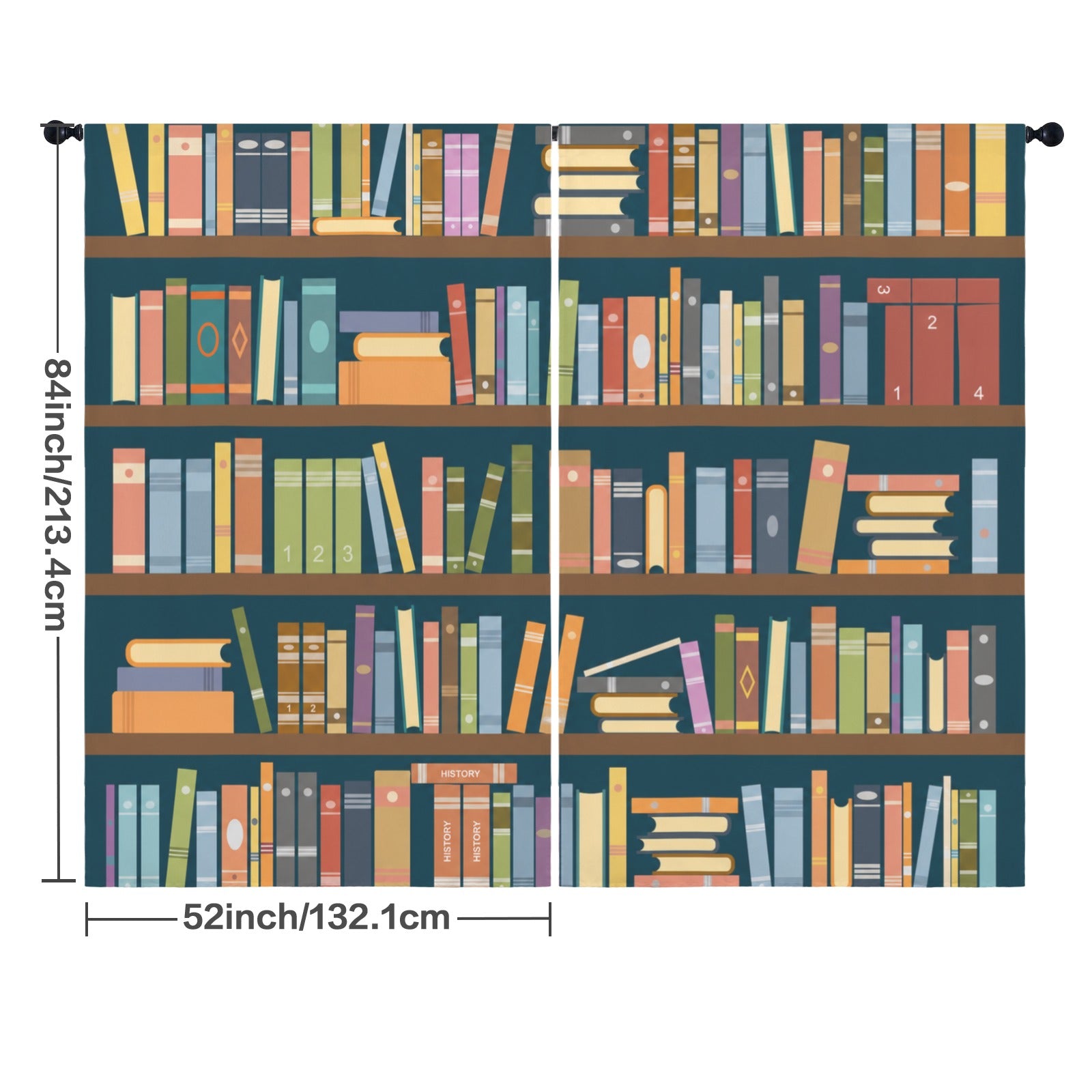 Back-to-School Bookshelf 52 x 84 in Window Curtain Set