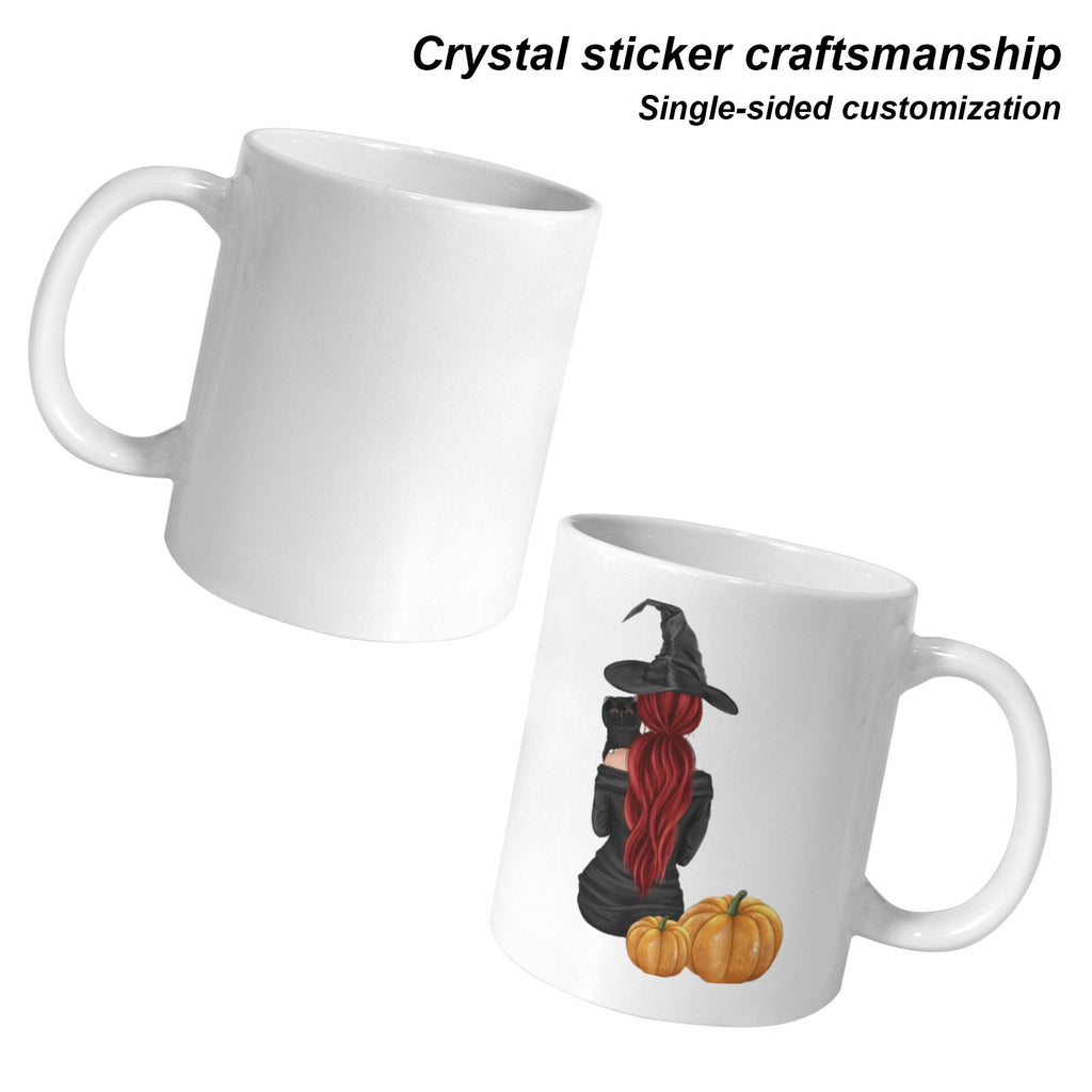 Crescent Moon Bats 11 oz White Ceramic Mug