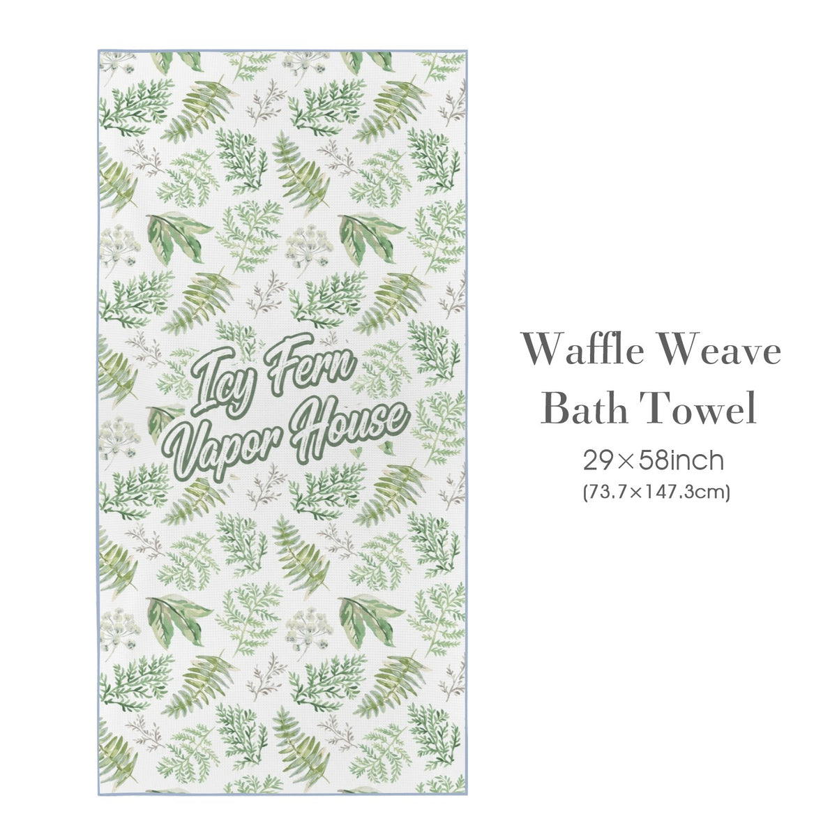 Icy Fern Vapor House 29"x58" (QUE) Waffle Weave Bath Towel