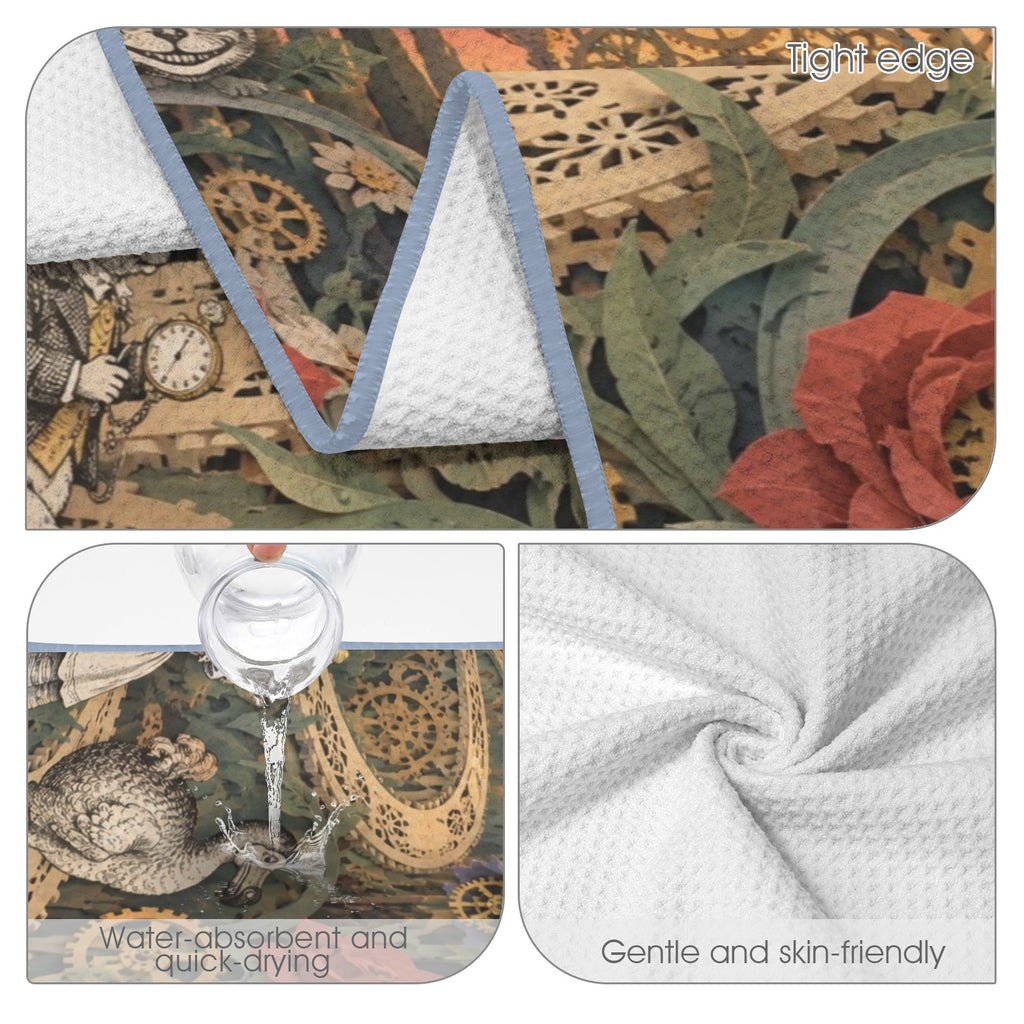Alice Clockwork Garden 29"x58" (QUE) Waffle Weave Bath Towel