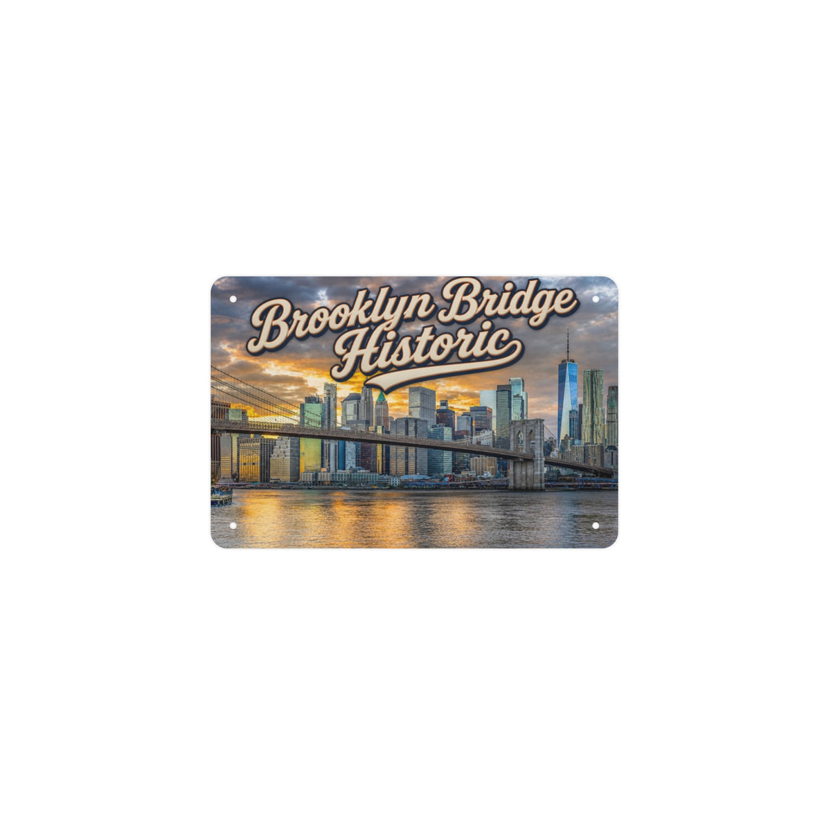 Brooklyn Bridge Historic 12 x 8 in Metal Tin Sign
