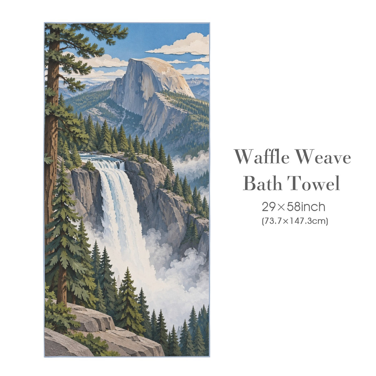 Yosemite Half Dome 29"x58" (QUE) Waffle Weave Bath Towel