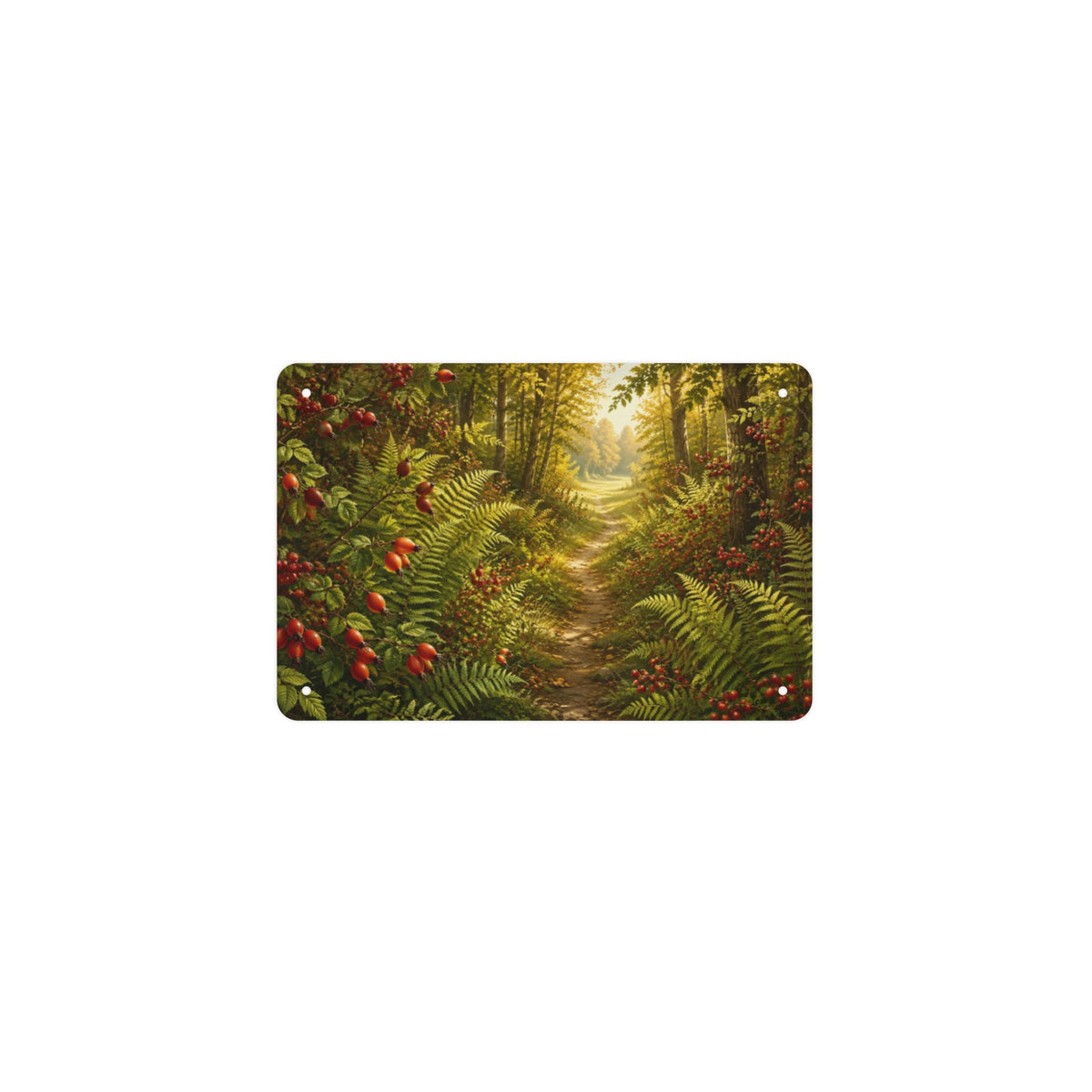 Fern Berry Woodland Trail 12 x 8 in Metal Tin Sign