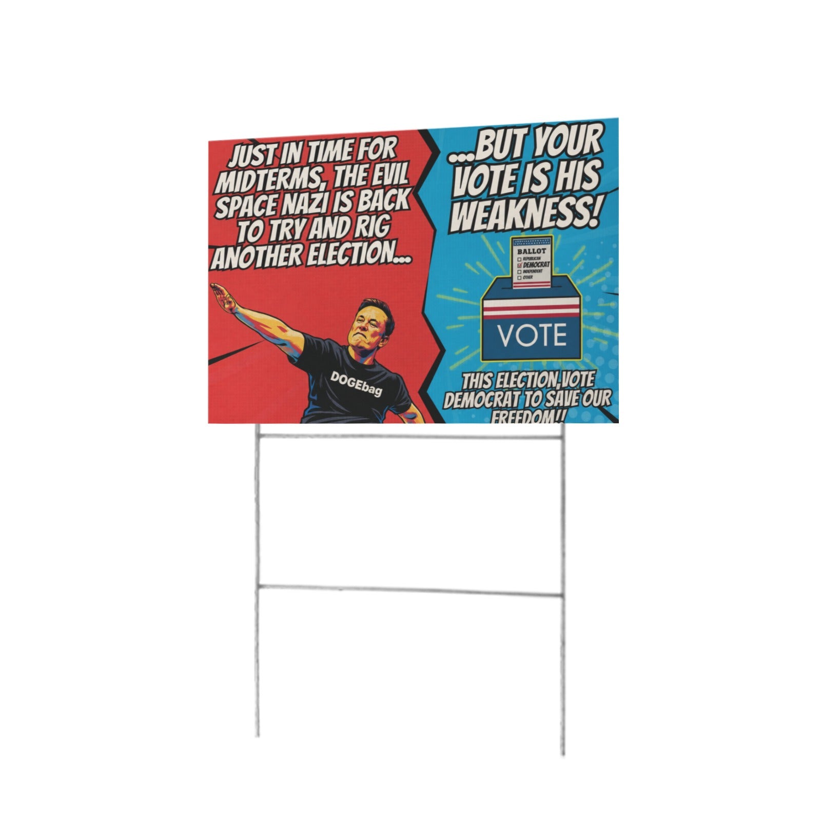 Comic-Book Democracy Shield 12 x 9 in House Sign