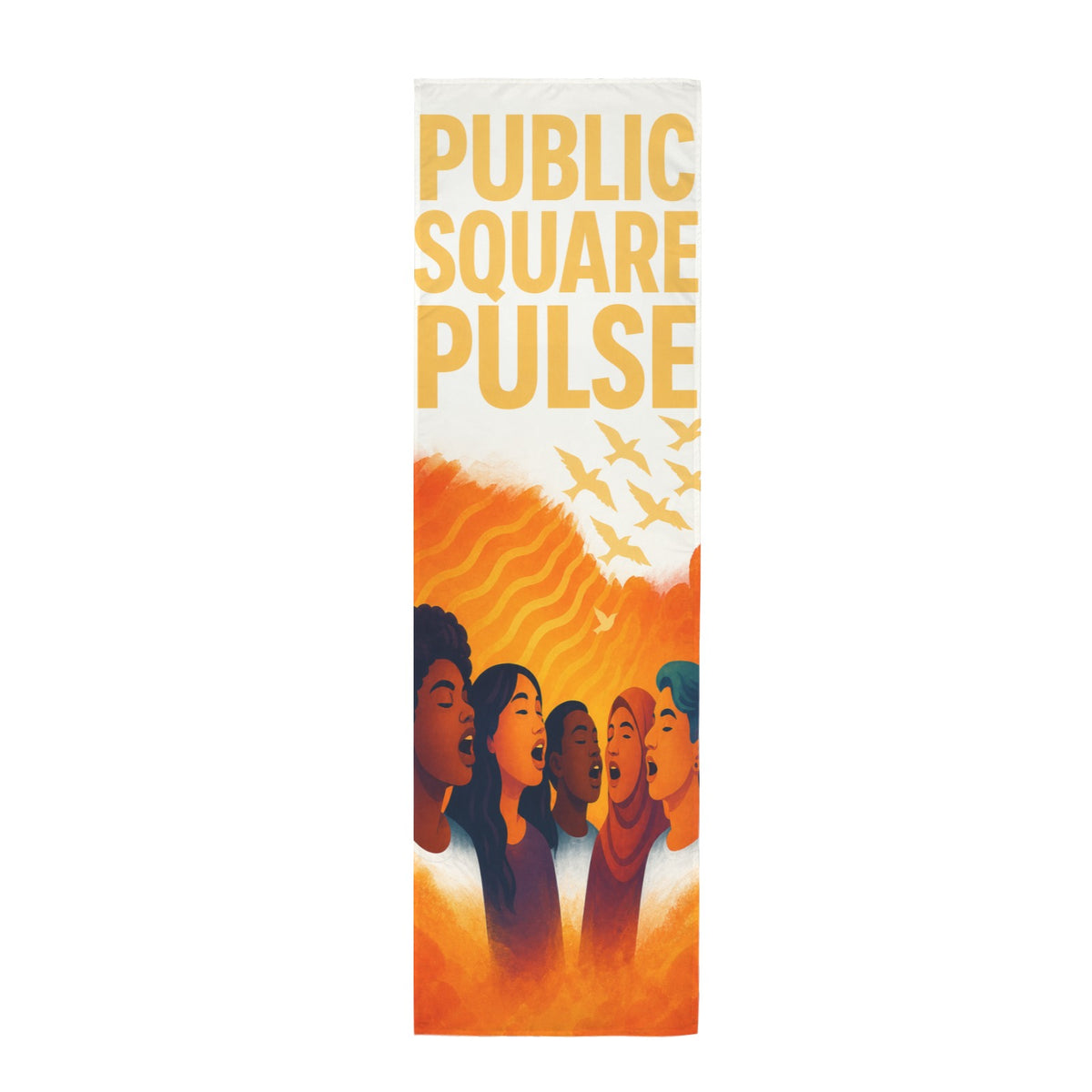 Public Square Pulse 12 x 40 in Polyester Peach Skin Tapestry