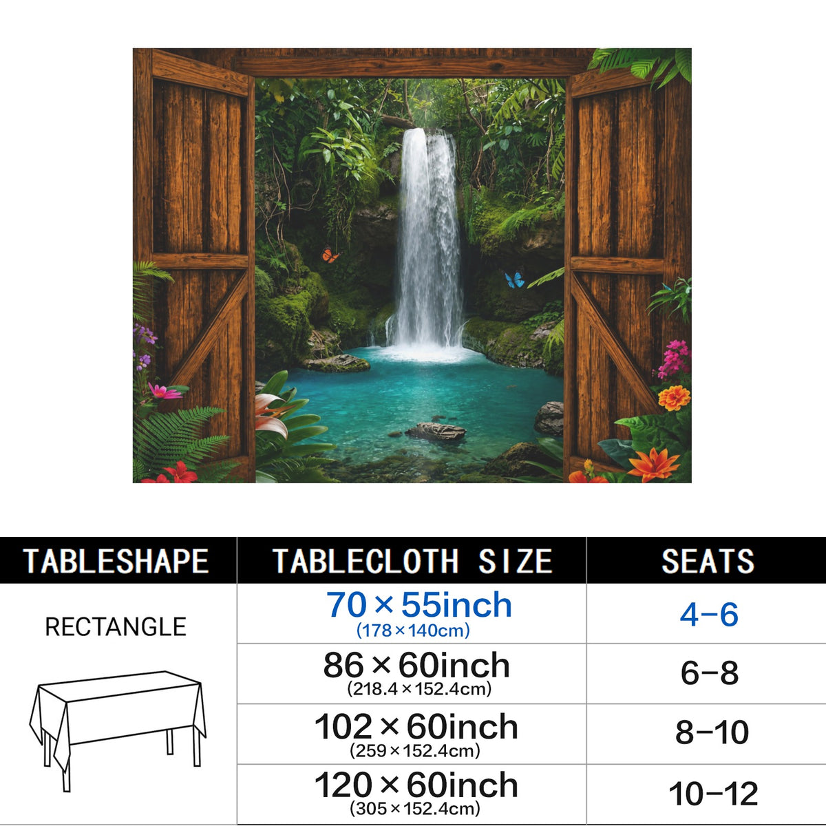 River Expedition 178cm x 140cm Rectangular Tablecloth 70x55inch (QUE)