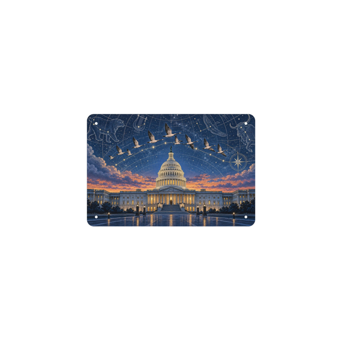 Capitol Star Map 12 x 8 in Metal Tin Sign