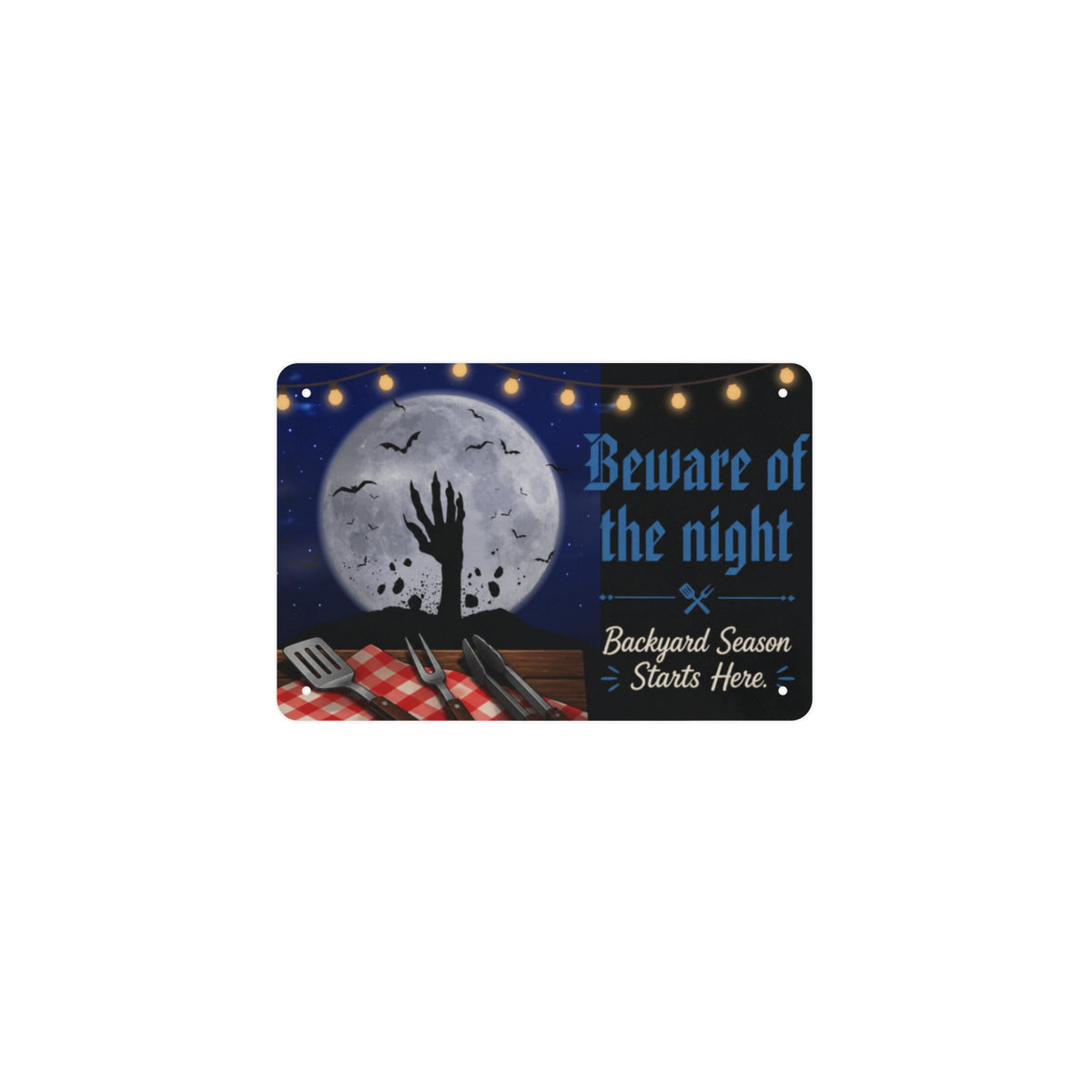 Beware Of The Night 12 x 8 in Metal Tin Sign