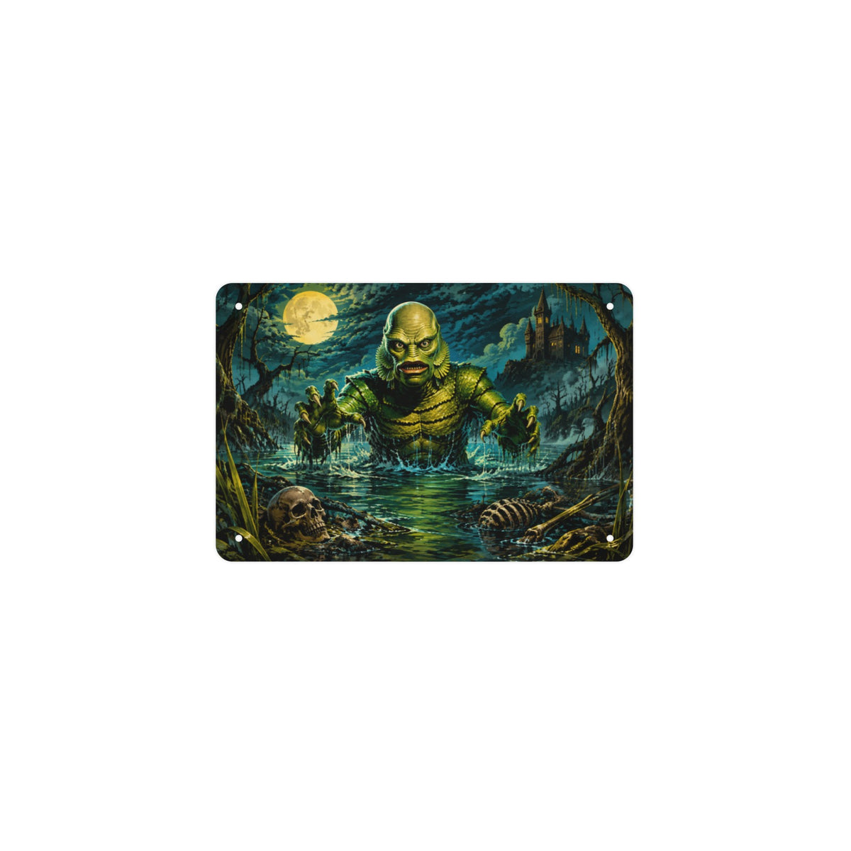 Retro Creature Feature 12 x 8 in Metal Tin Sign
