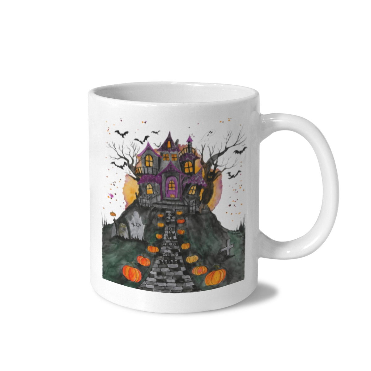 Cozy Haunted House 11 oz White Ceramic Mug