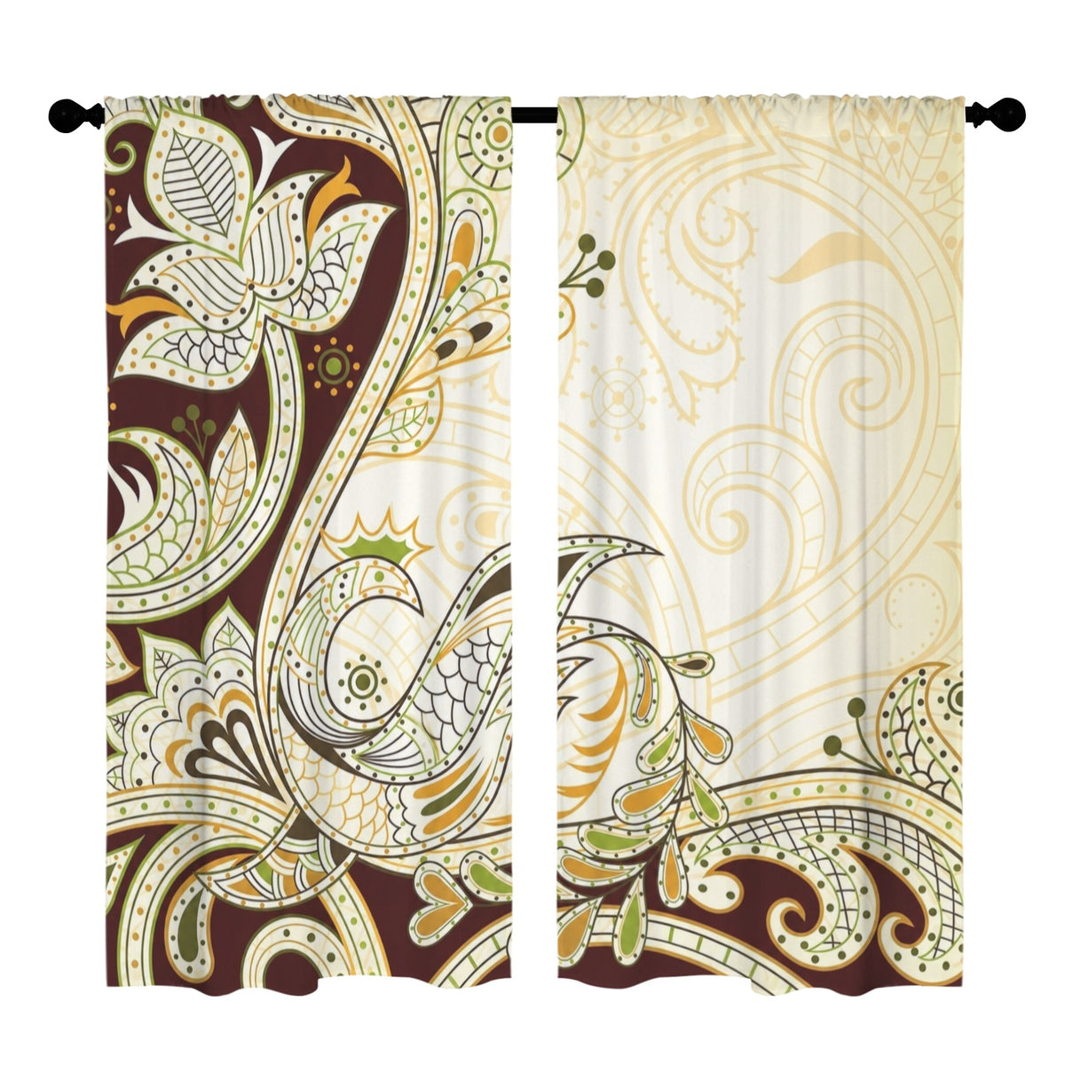 Middle Eastern leaf scroll 52 x 84 in Window Curtain Set