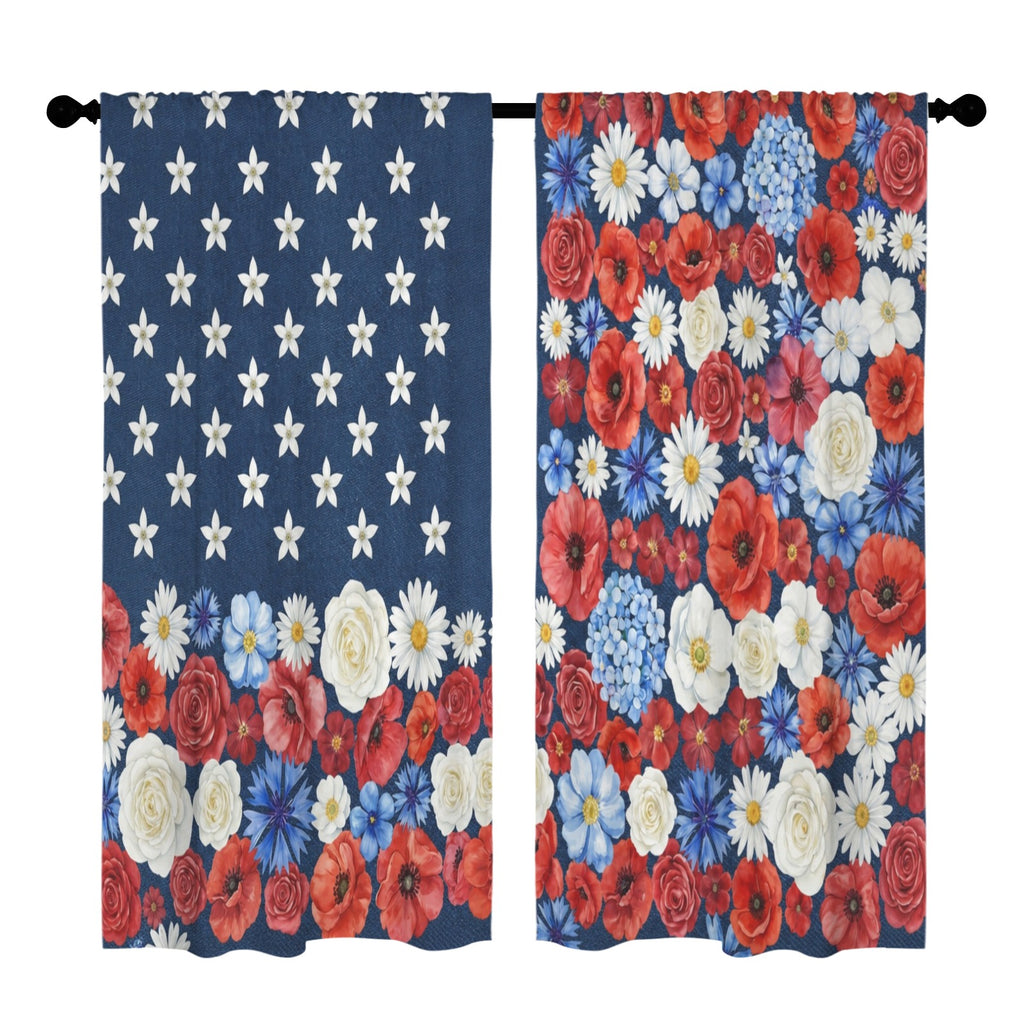 Patriotic Poppy Polling Day 52 x 84 in Window Curtain Set