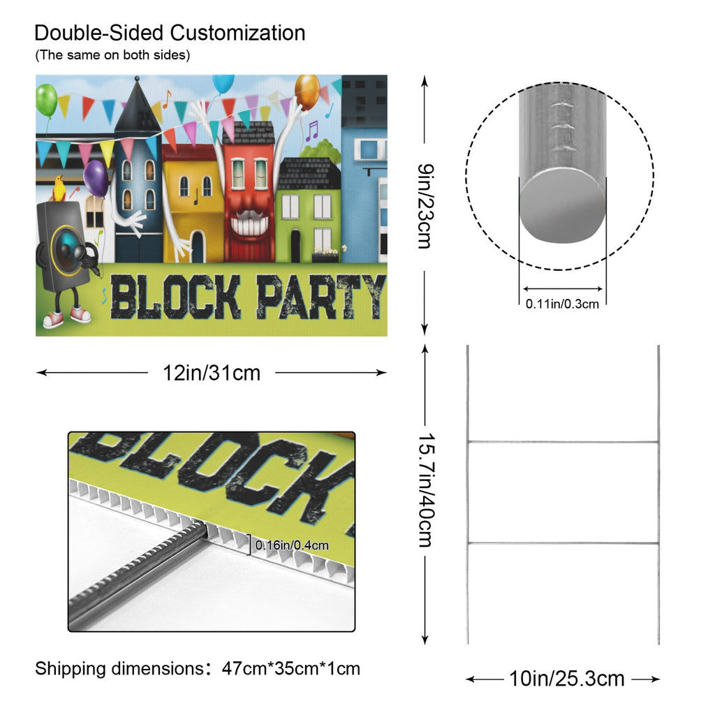 Neighborhood Block Party 12 x 9 in House Sign