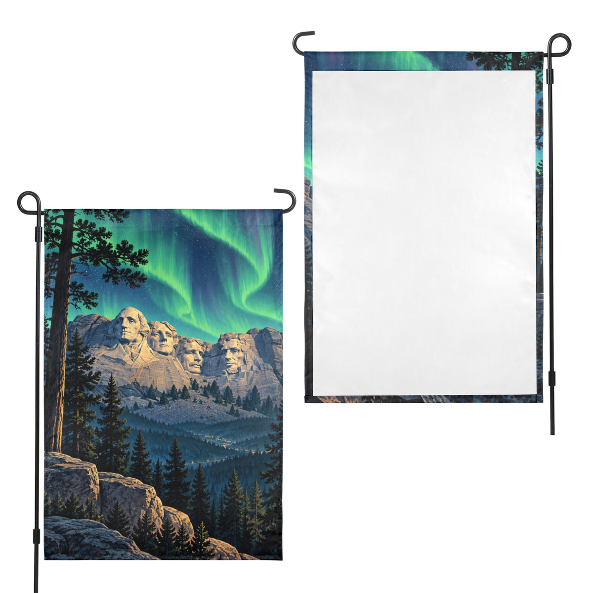Mount Rushmore aurora pine overlook 12 x 18 in Garden Flag