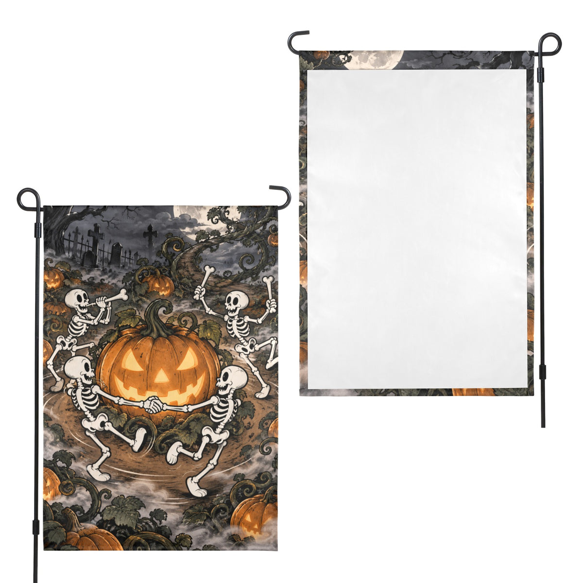 Skeleton Pumpkin Waltz 12 x 18 in Garden Flag