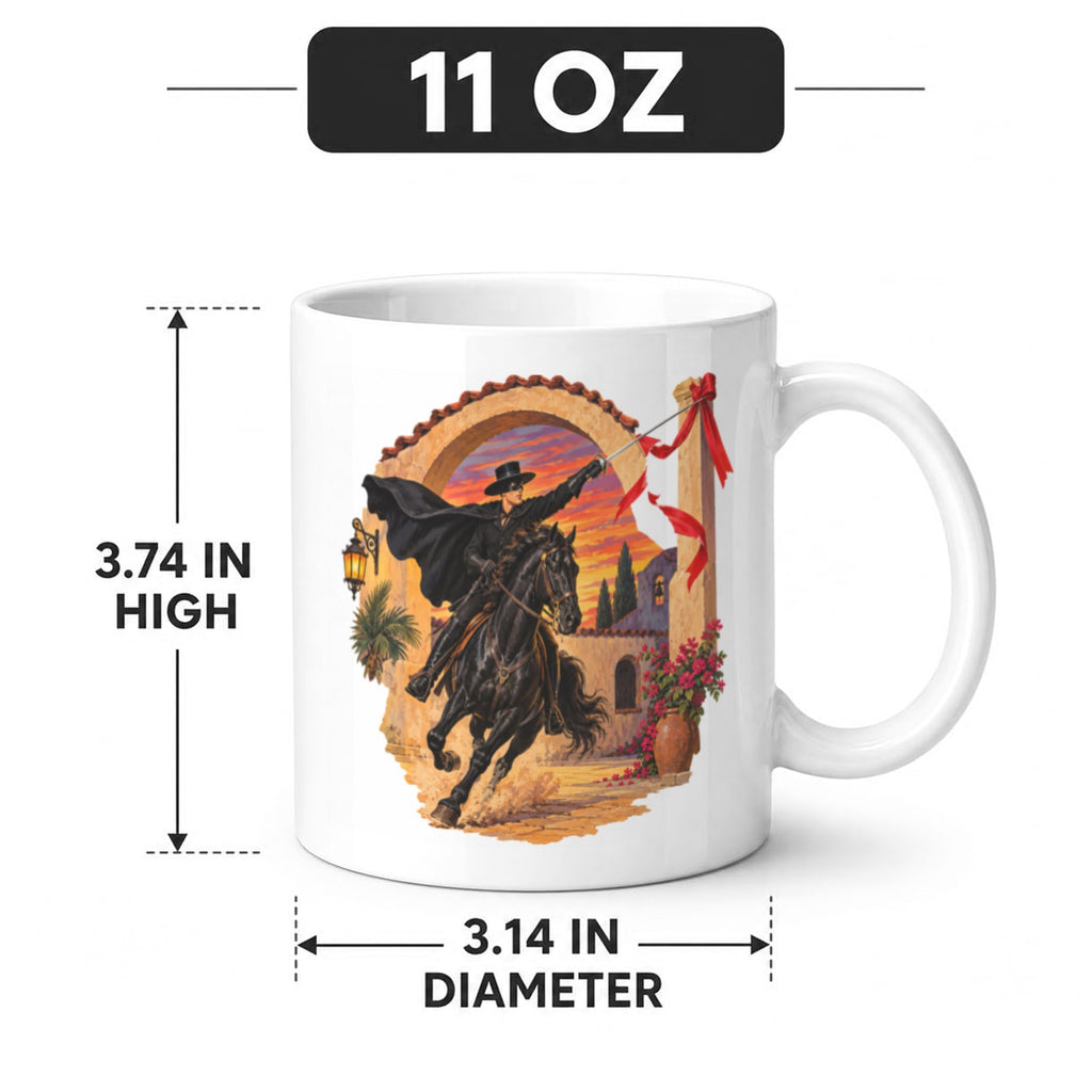 1920 Zorro Adobe Ribbon Cut 11 oz White Ceramic Mug