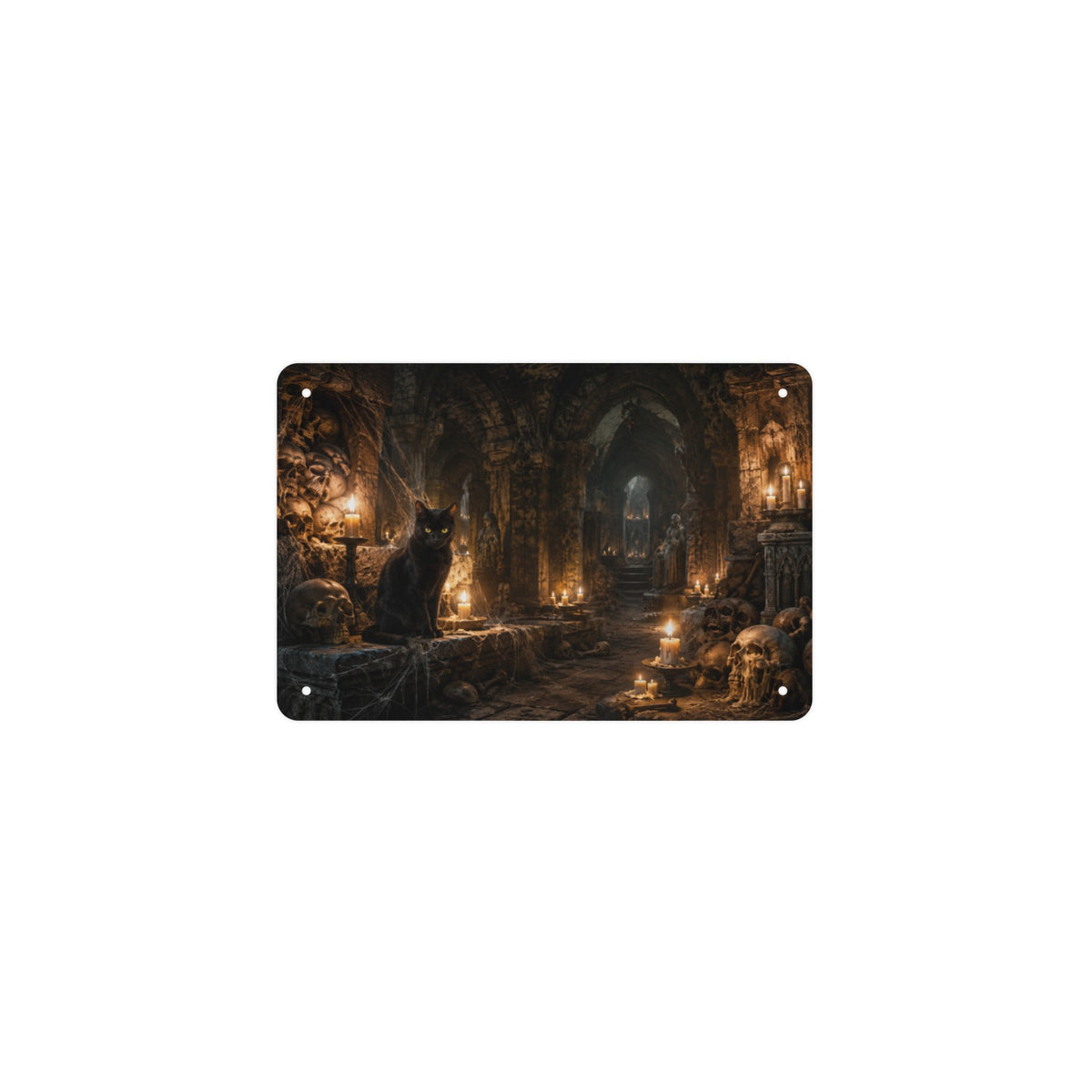 Candlelit Catacombs 12 x 8 in Metal Tin Sign