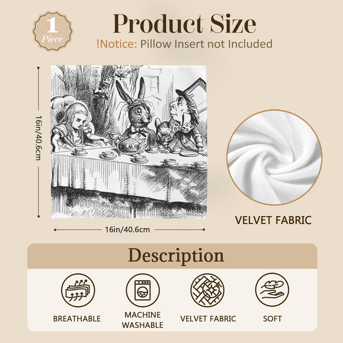 Alice Tenniel plate 25 16 x 16 in Envelope Pillow Case