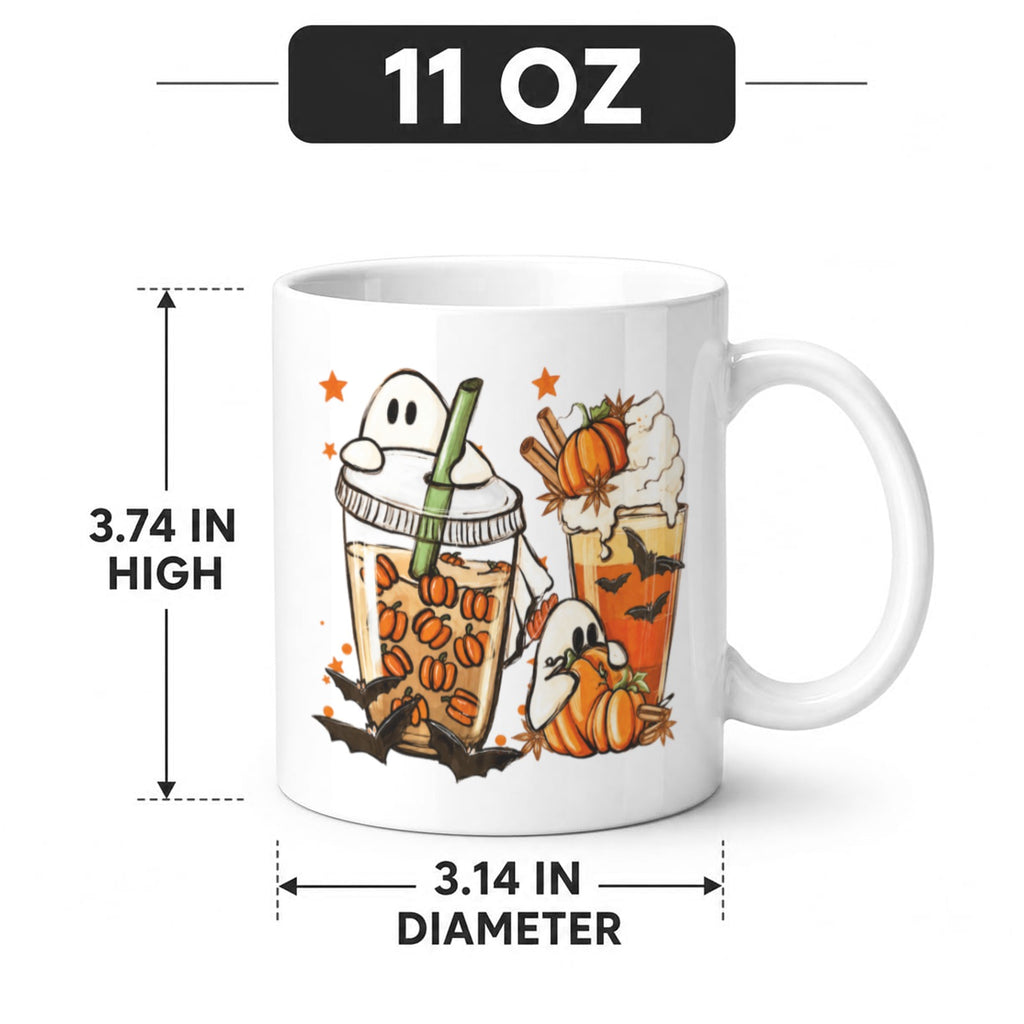 Pumpkin Spice Ghost 11 oz White Ceramic Mug