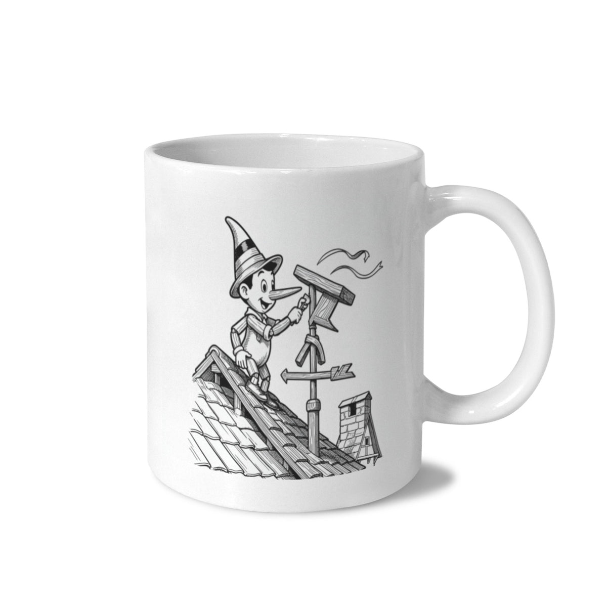Mazzanti Pinocchio Roof Weather Vane 11 oz White Ceramic Mug