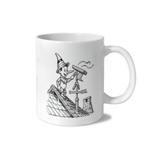 Mazzanti Pinocchio Roof Weather Vane 11 oz White Ceramic Mug
