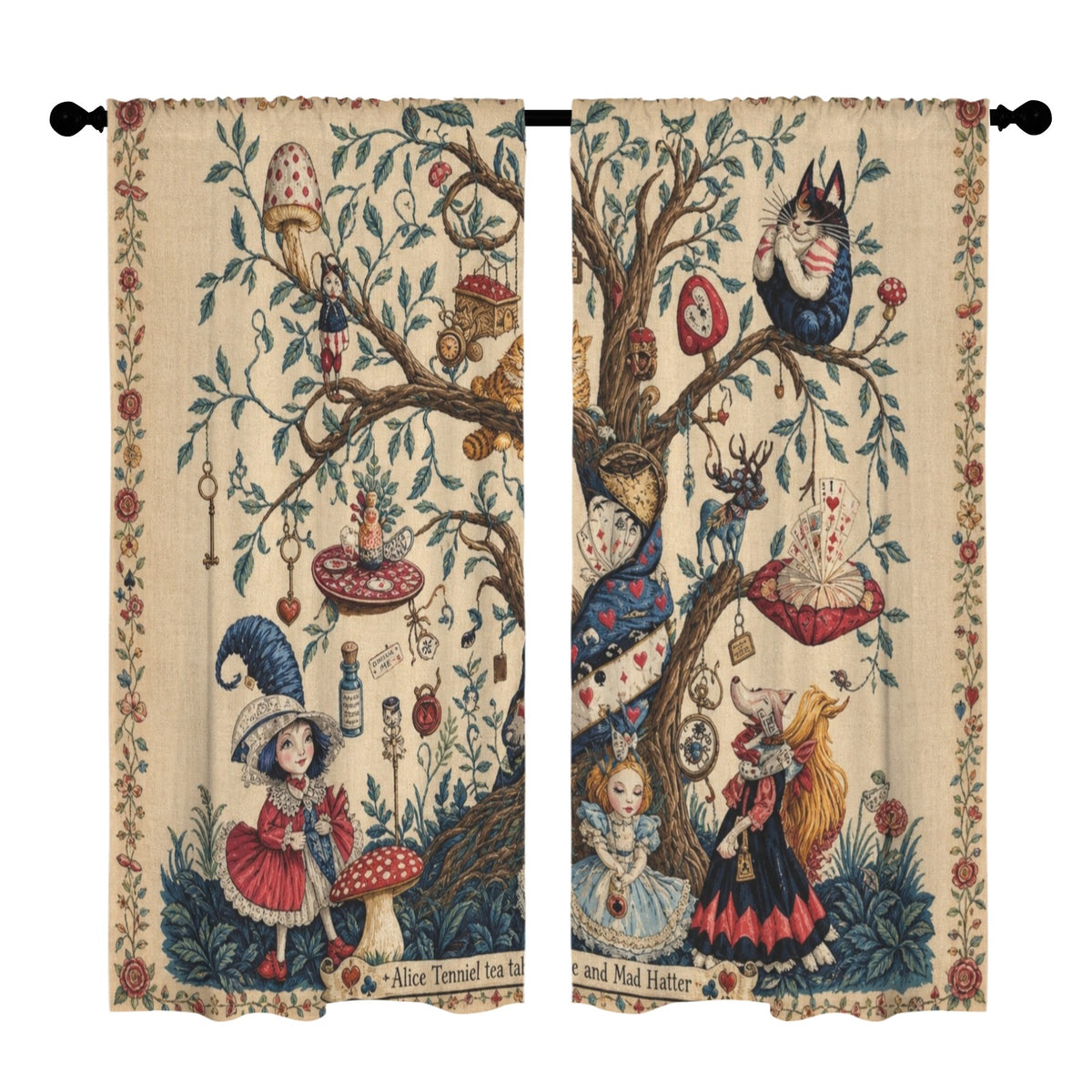 Mad Hatter Tea Table 52 x 84 in Window Curtain Set