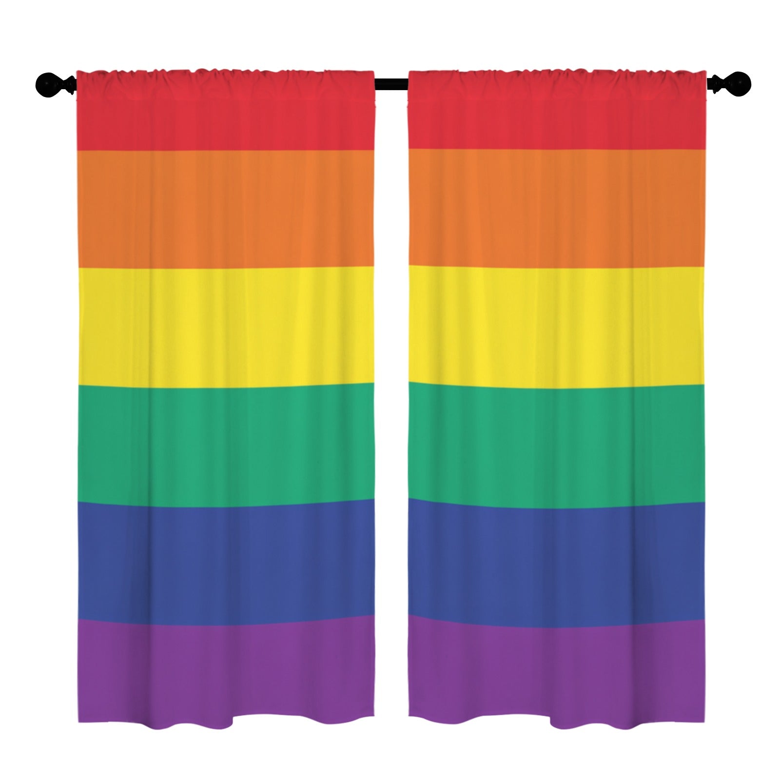 Rainbow Minimalist Stripes 52 x 84 in Window Curtain Set