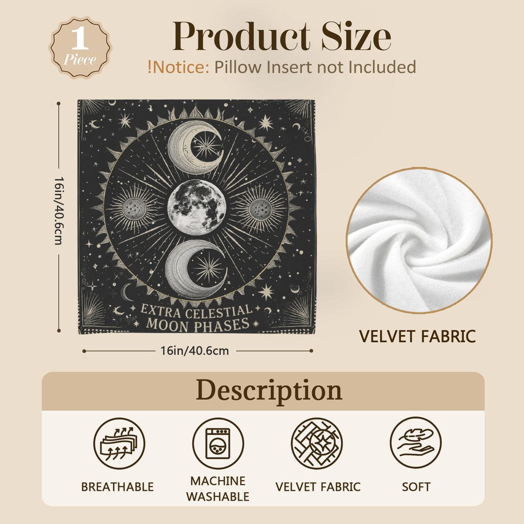 Extra Celestial Moon Phases 16 x 16 in Envelope Pillow Case