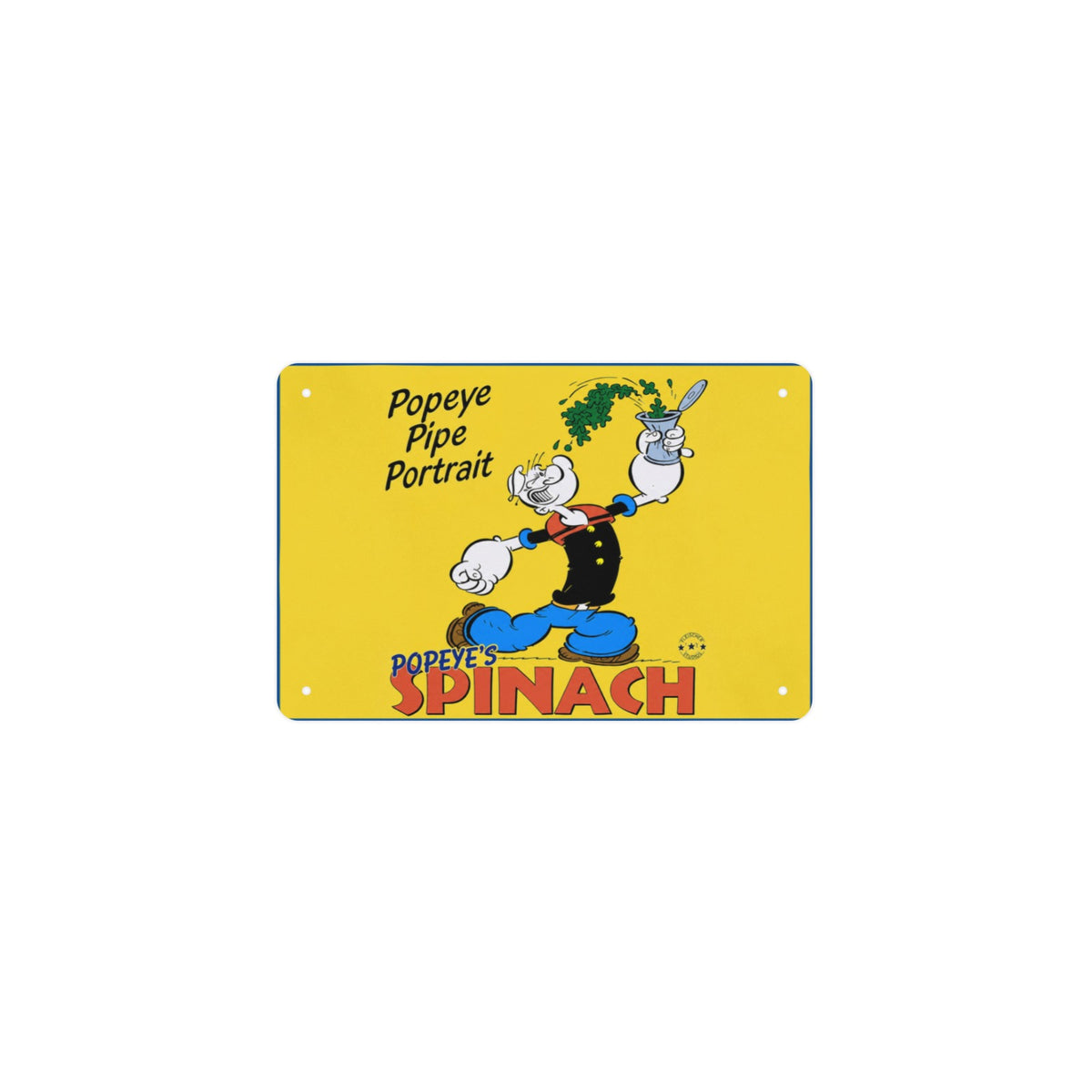 Popeye Pipe Portrait 12 x 8 in Metal Tin Sign