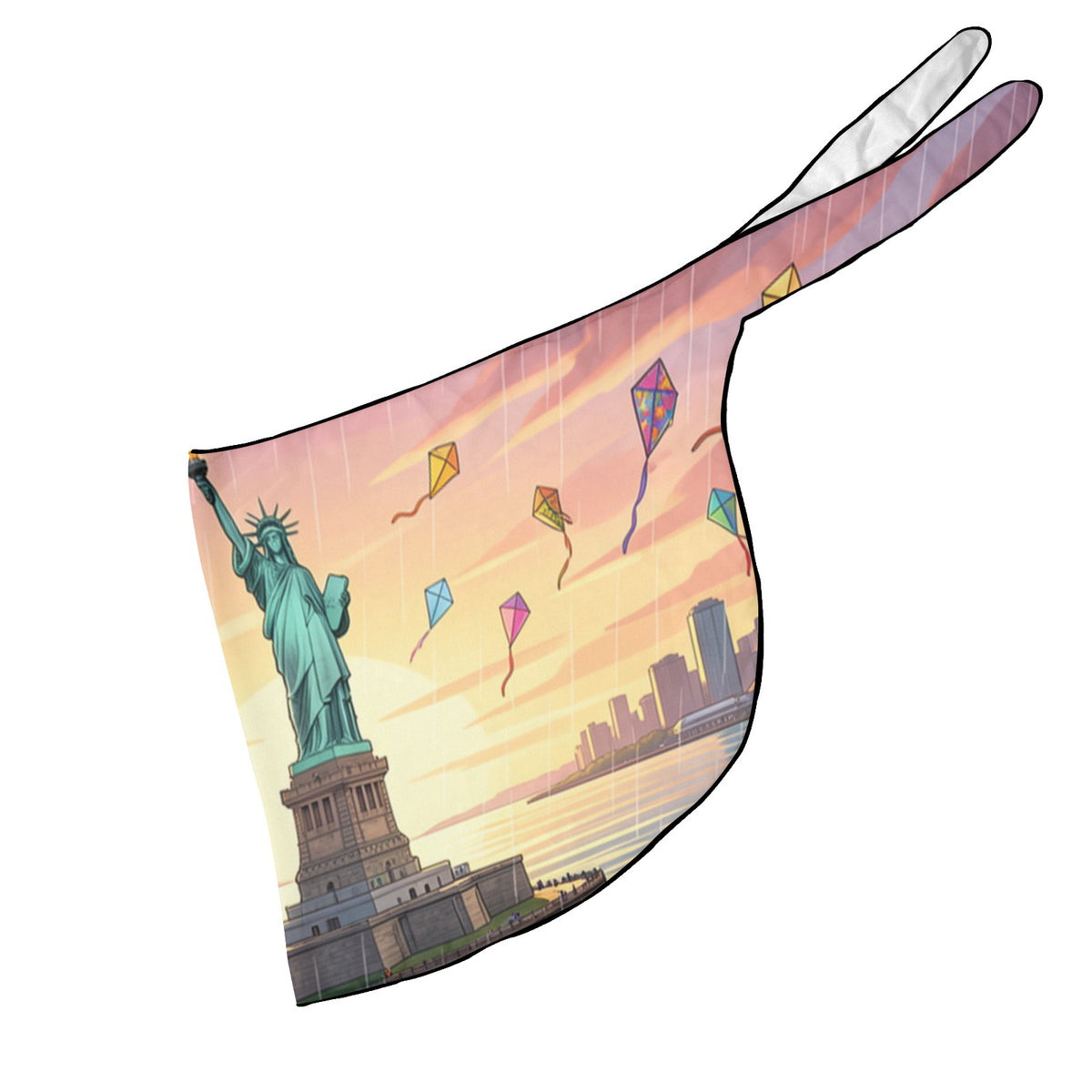 Statue of Liberty Paper Kites Beach Sarong Wrap (QUE)