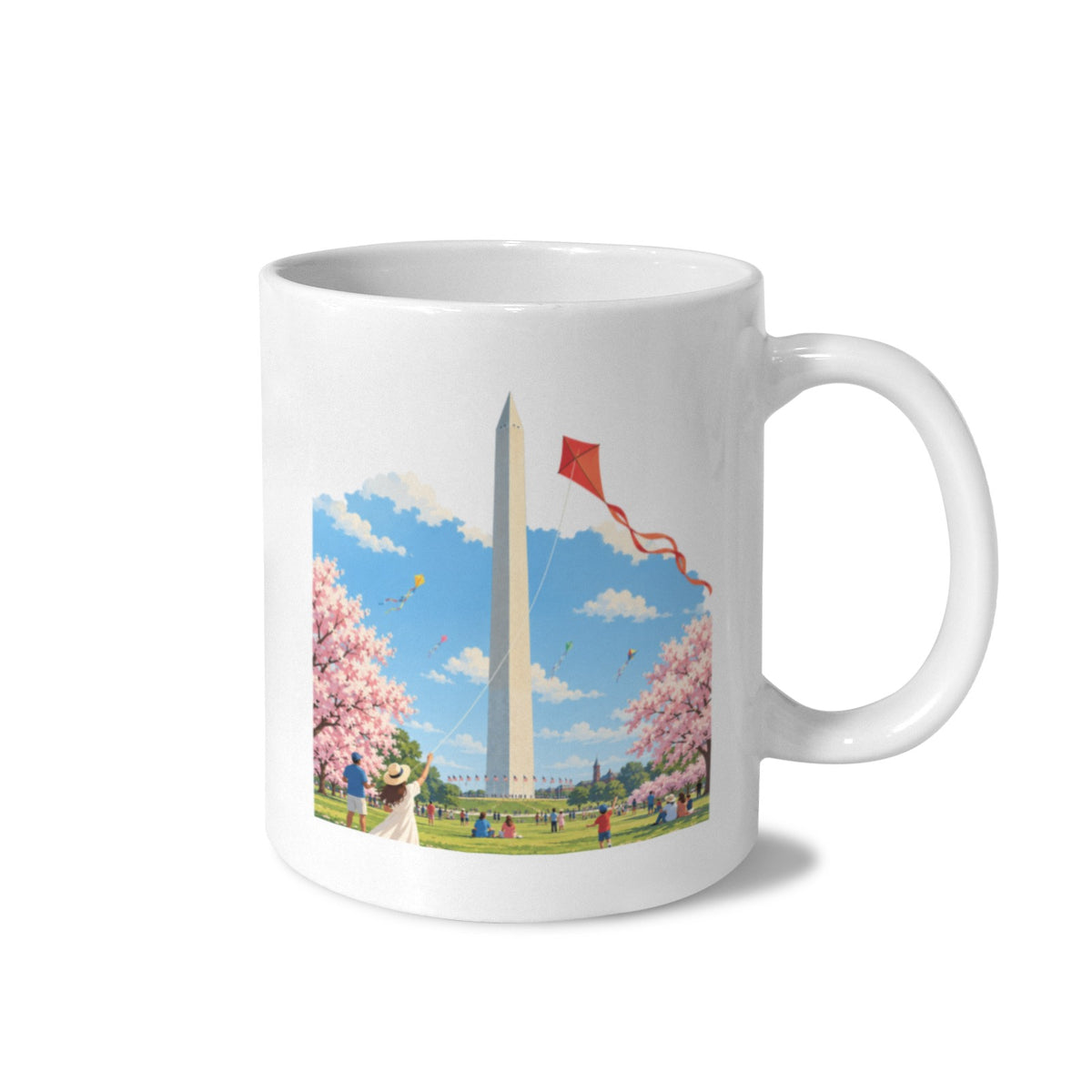 Washington Monument Spring Kite Sky 11 oz White Ceramic Mug