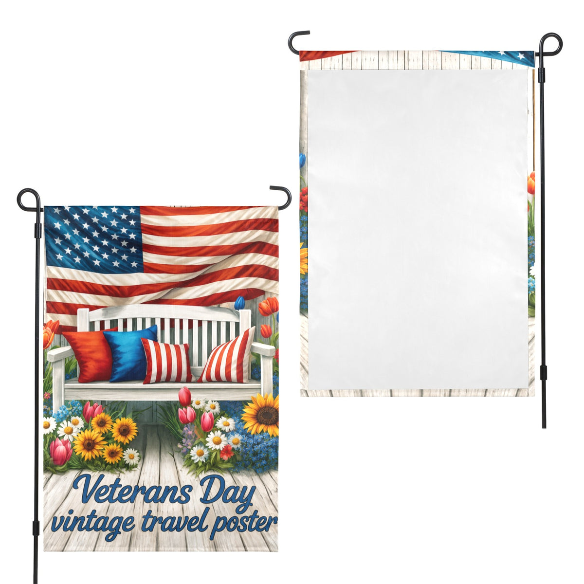 Veterans Day vintage travel poster 12 x 18 in Garden Flag