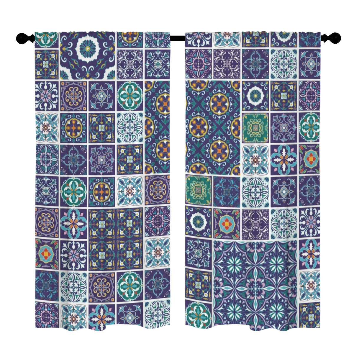 Mediterranean mosaic tile 52 x 84 in Window Curtain Set