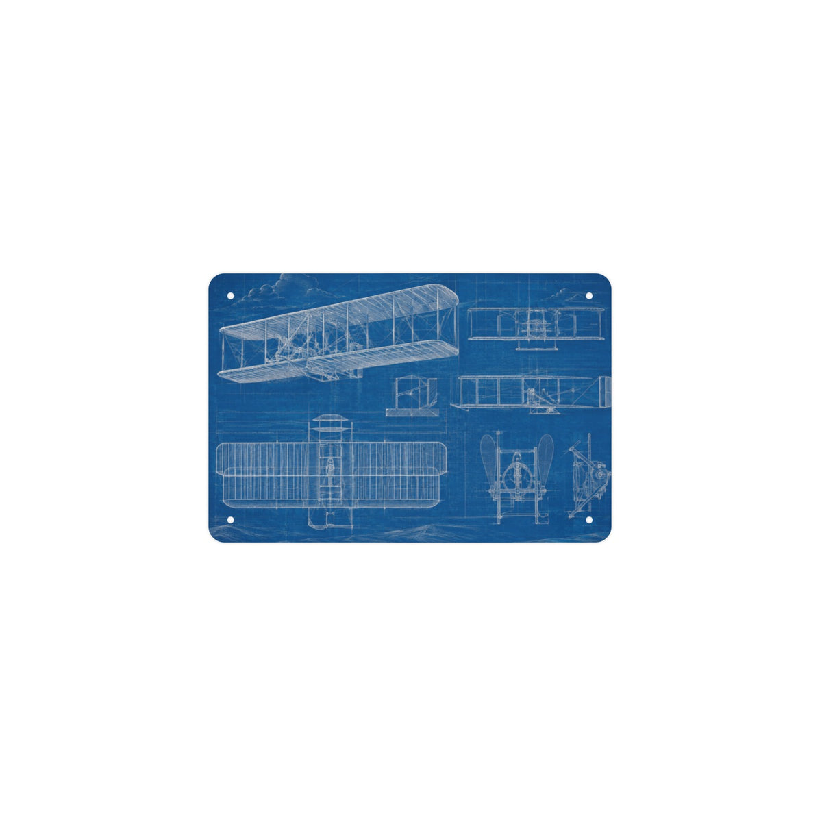Wright Flyer Blueprint 12 x 8 in Metal Tin Sign