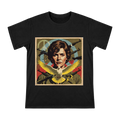 Retro Anti-War Peace Poster with Determined Woman and Broken Guns Men's Cotton T-Shirt front [ai-pod:3906a94f1ede363fc27648a218975b9e]
