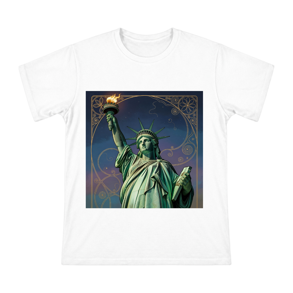 Art Nouveau Statue of Liberty Men's Custom Print T-Shirt front [ai-pod:bf555246372c05d106c5662c5bb7c370]