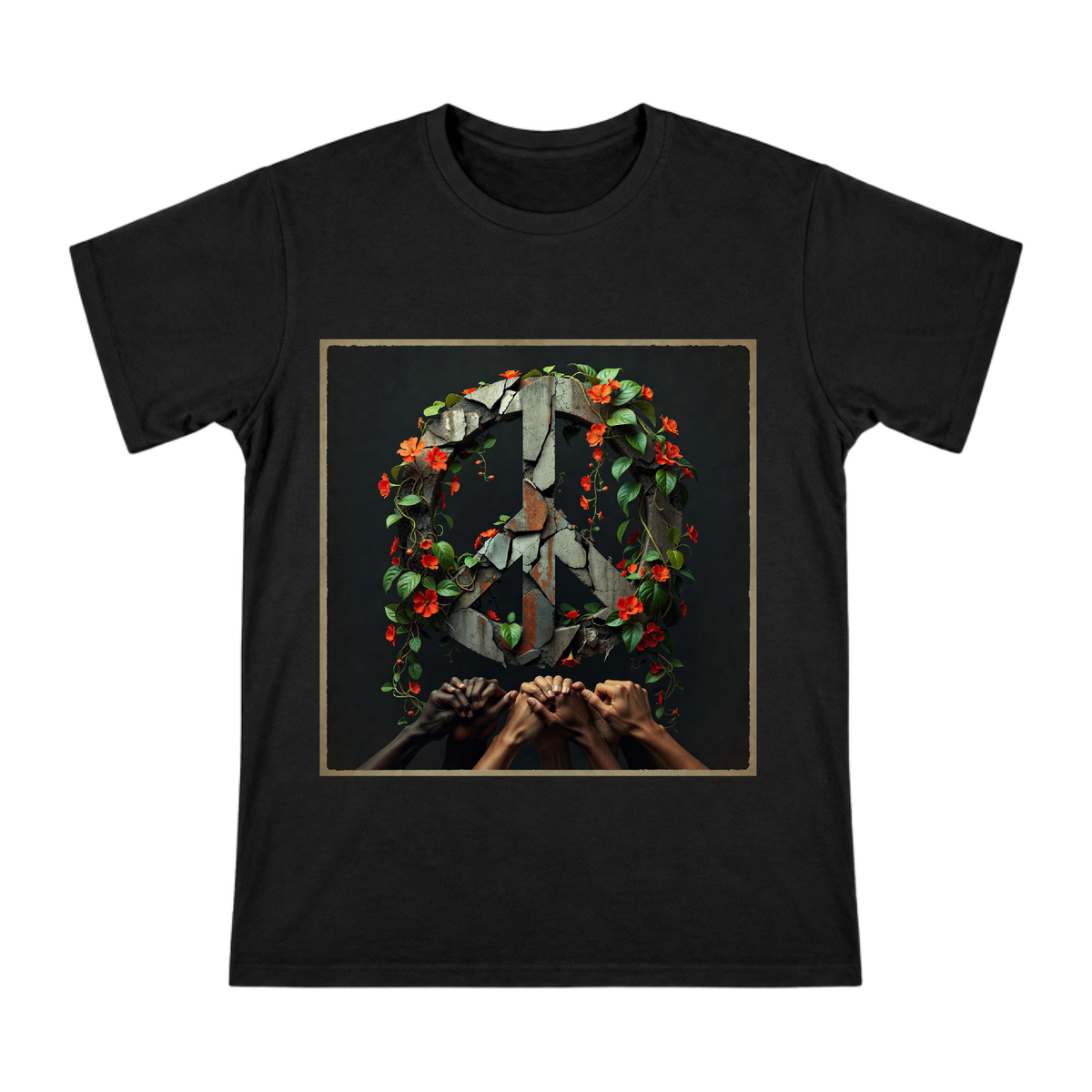 Ruins Reborn Peace Symbol Men's Custom Print T-Shirt front [ai-pod:7c65c0cd416c8e3774f13dcf2c996353]