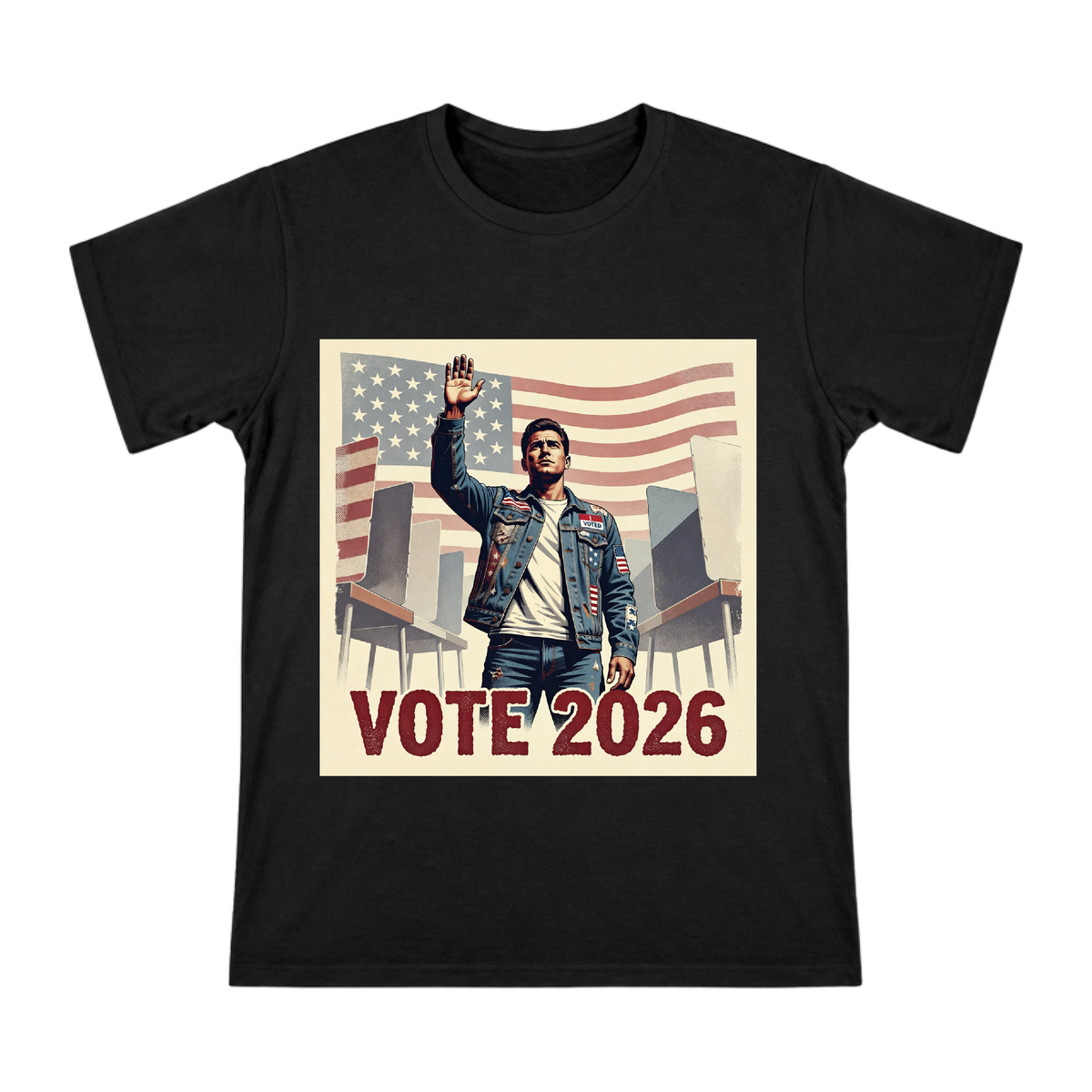 Retro American Election Voter Illustration Men's Cotton T-Shirt front [ai-pod:0207200ee2050c855926217a704324a3]