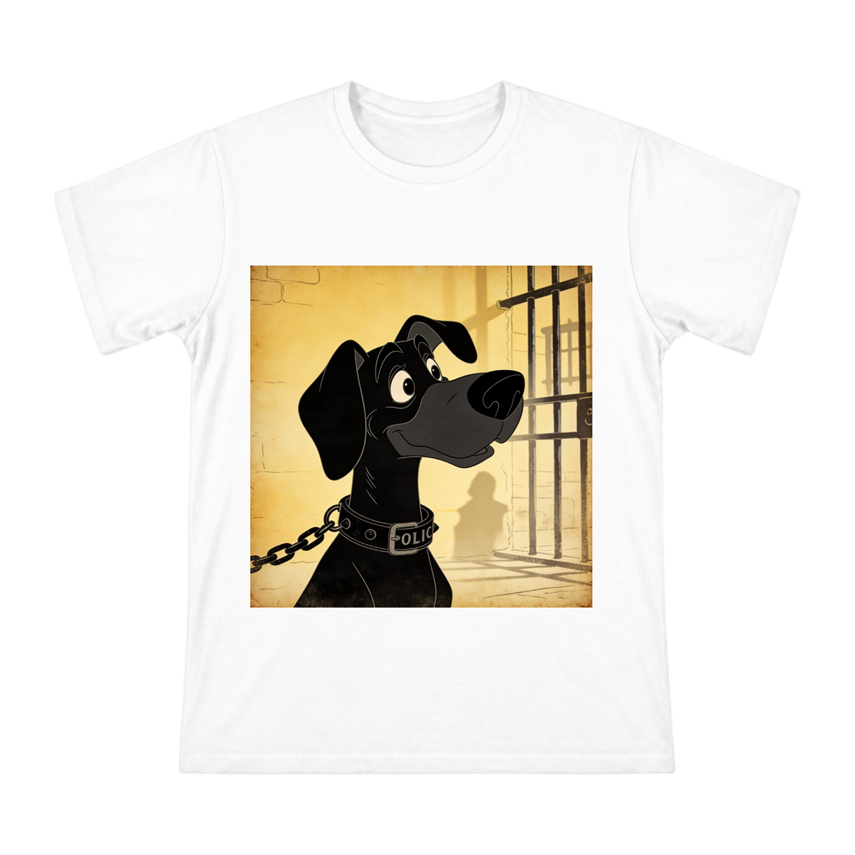 Retro Police Hound Rover Cartoon Men's Cotton T-Shirt front [ai-pod:082b77b563c646d2e31d269748f8c412]