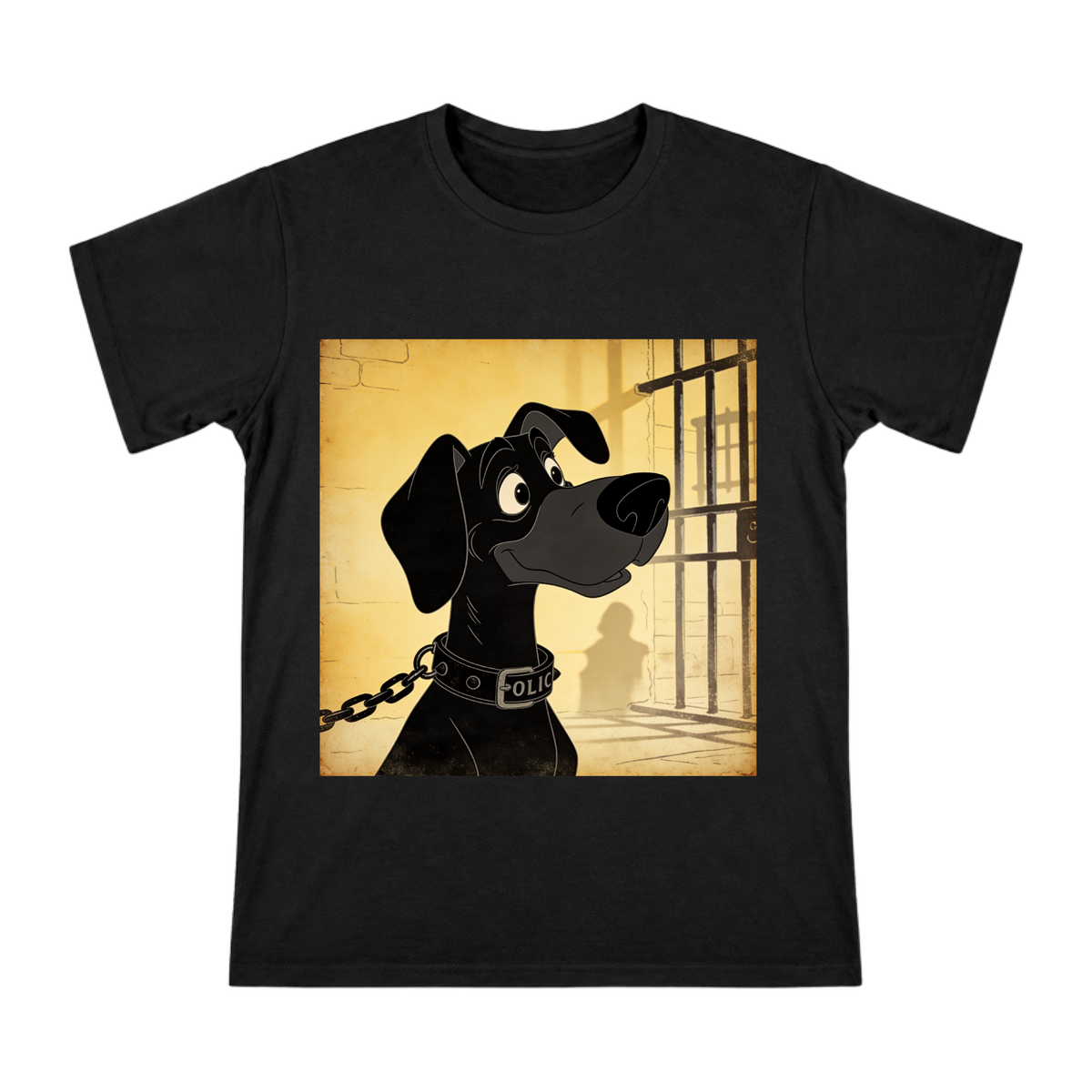 Retro Police Hound Rover Cartoon Men's Cotton T-Shirt front [ai-pod:c31bb8617a702e89da3541be7eb27806]