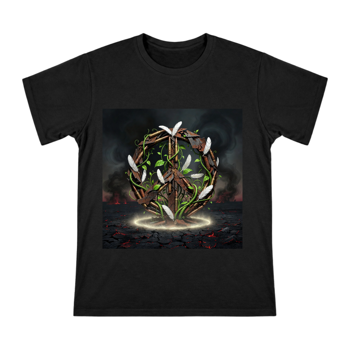 Rust and Vines Peace Symbol Men's Custom T-Shirt front [ai-pod:d97694e7bc041d457126287163a27415]