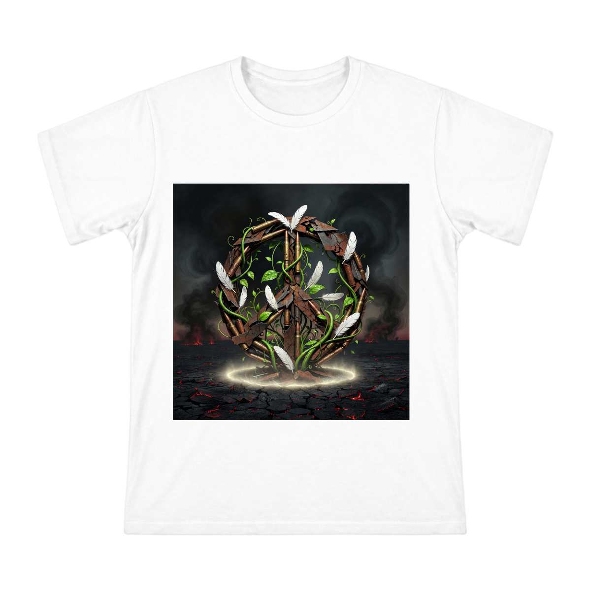 Rust and Vines Peace Symbol Men's Custom T-Shirt front [ai-pod:708d429cffabba62a8f554b3754b6edc]