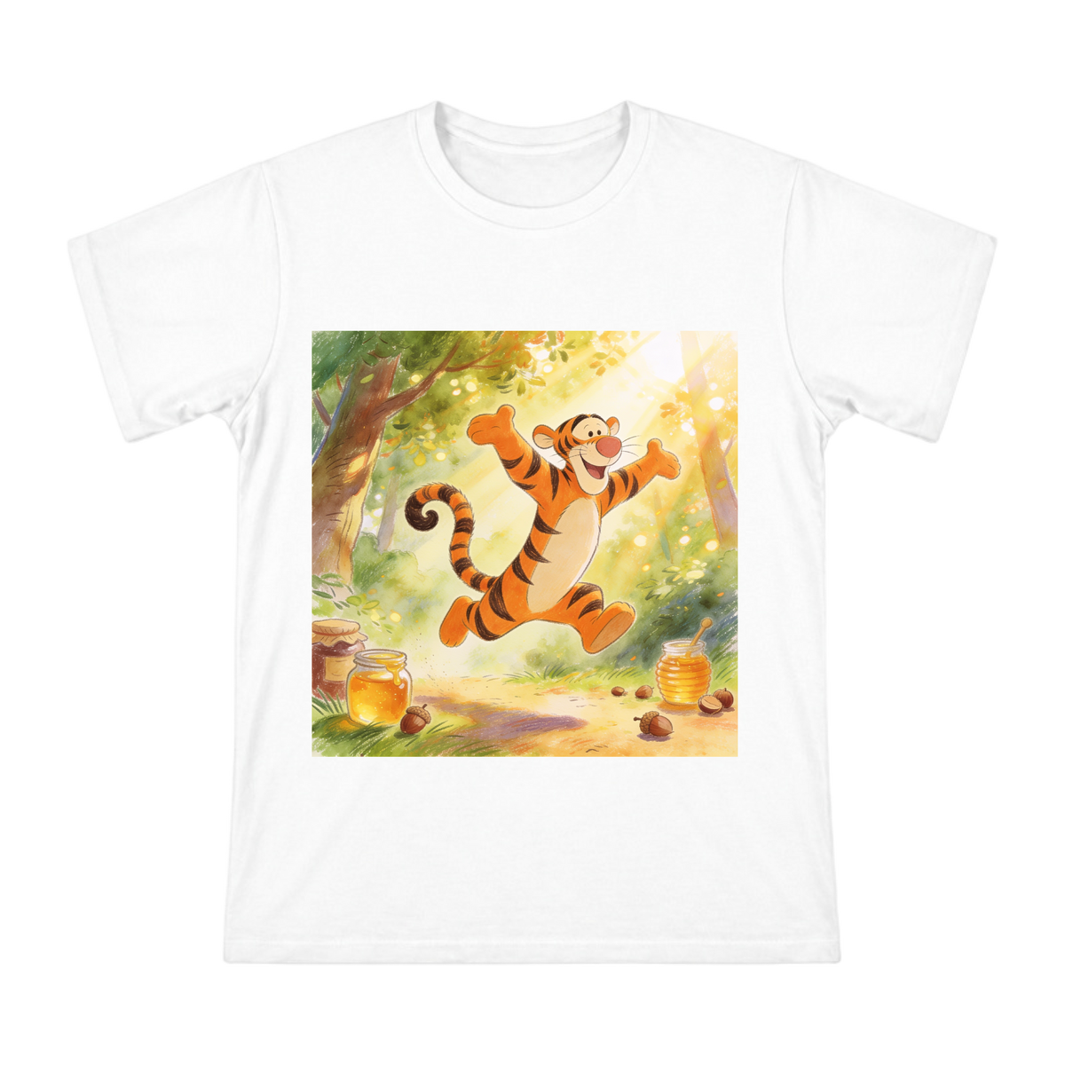 Tigger Jumping Illustration T-Shirt front [ai-pod:f98e209c73b96b2952a71a92463d53f5]