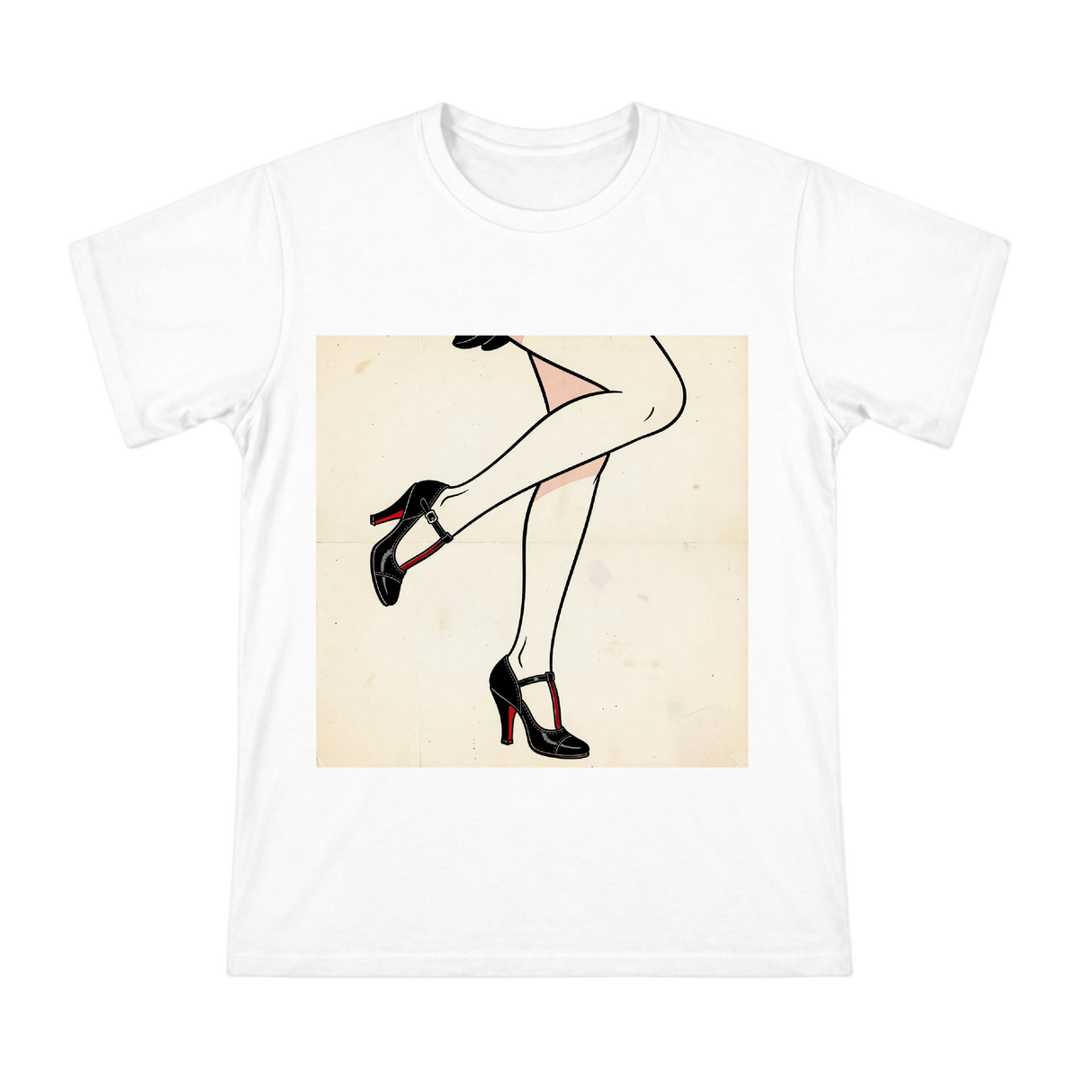Vintage Jazz Dance and Red High Heels Men's Cotton T-Shirt front [ai-pod:e5888fc9e1ea558b047db134cabac2c1]