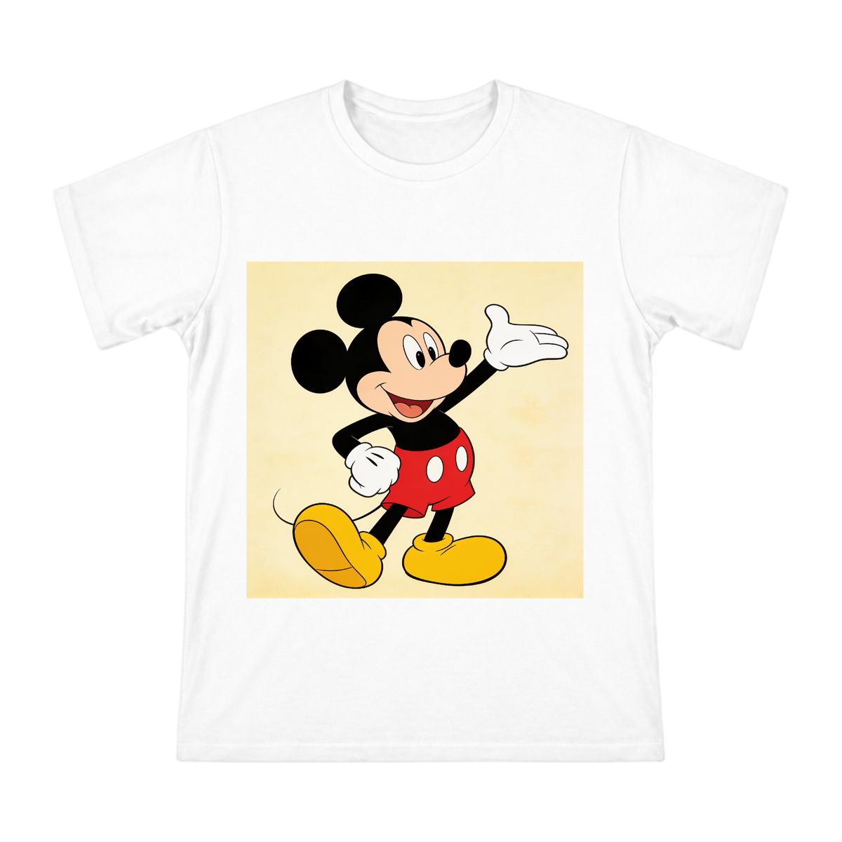 Classic Mickey Mouse Waving Retro Cartoon Print Men's Cotton T-Shirt front [ai-pod:b4e191f93498a8633412650da577b21f]