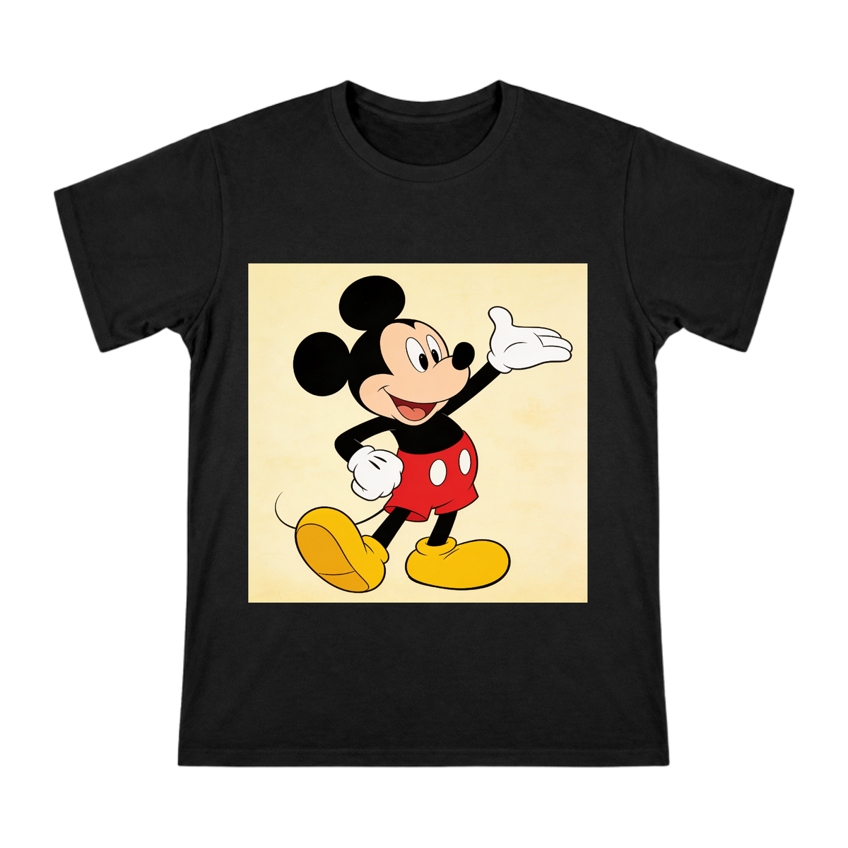 Classic Mickey Mouse Waving Retro Cartoon Print Men's Cotton T-Shirt front [ai-pod:ab435d81d19c69661003fbcef41df250]